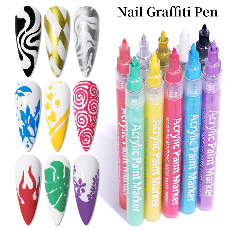 Nail Graffiti Pen for 3D Nail Art DIY Gel Polish Nail Painting Manicure Tools Paint Pens