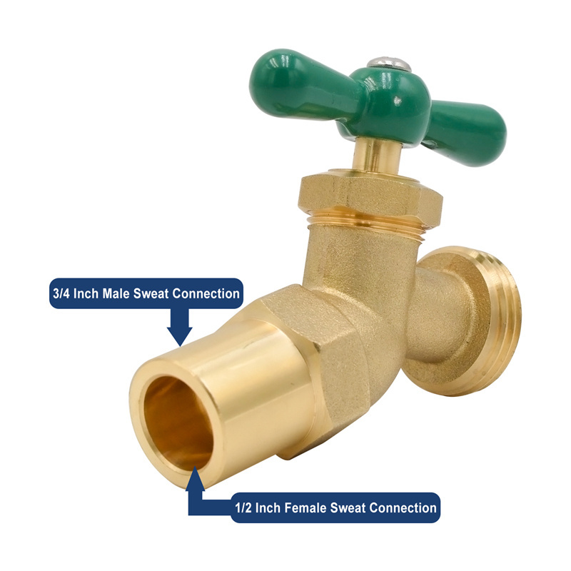 LF Brass No-Kink Hose Bib Water Faucet With Vacuum Breaker Valve, Outdoor Garden Hoses Spigot Shut Off Valve Hose Facuets