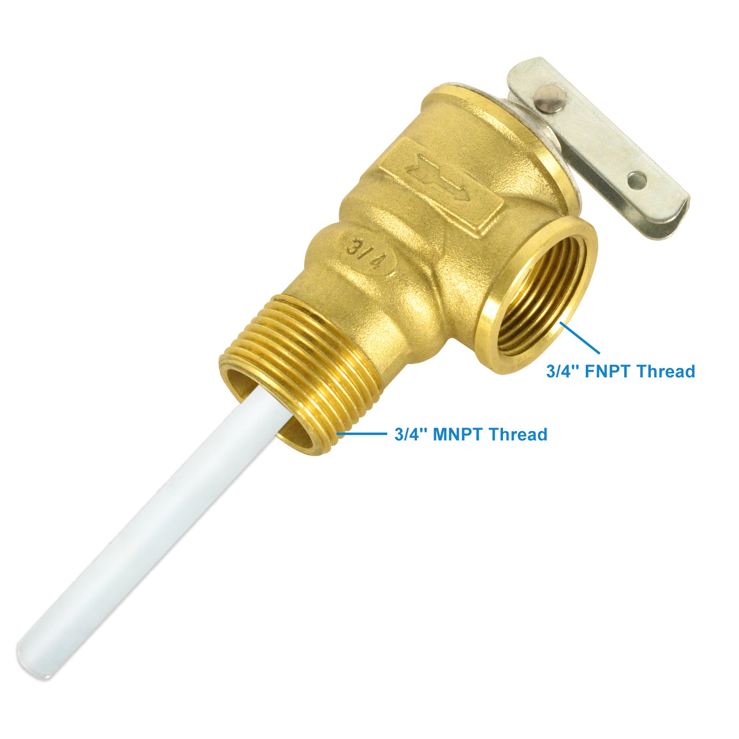 Automatic Temperature and Pressure Relief Valve with Extension Probe and Lever  , 3/4