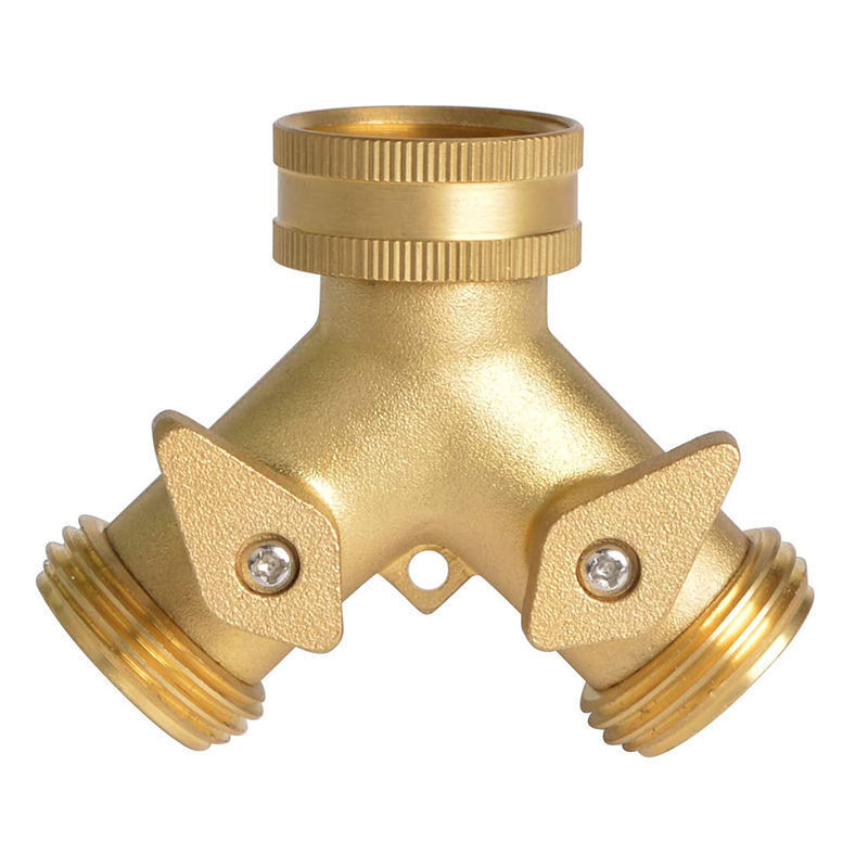 2 Way Brass Shut Off Valve Garden Hose Connector Hose Splitter