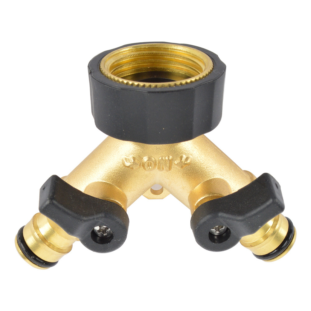 3 Way Garden Hose Connector Brass Shutoff Valve