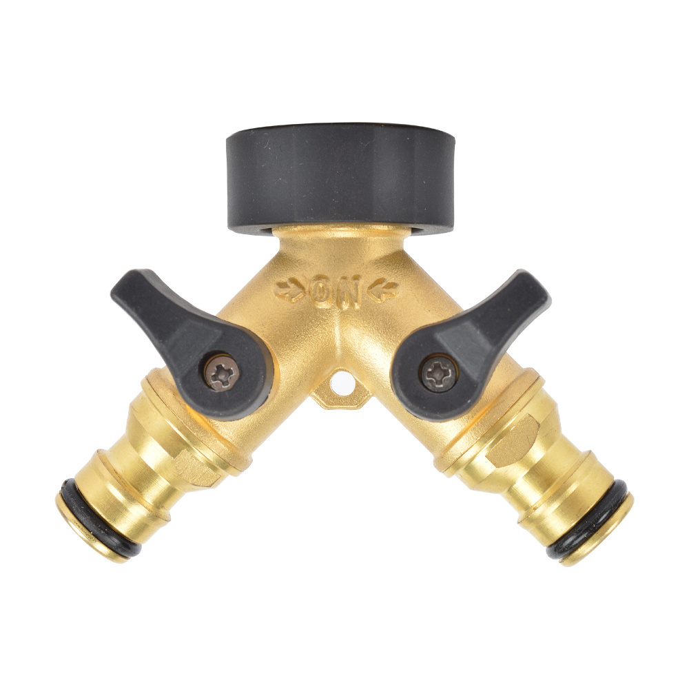 3 Way Garden Hose Connector Brass Shutoff Valve