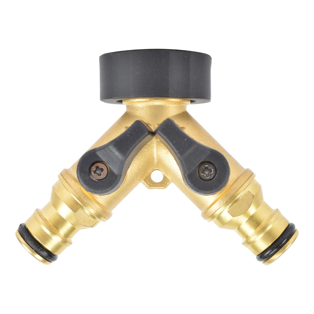 3 Way Garden Hose Connector Brass Shutoff Valve