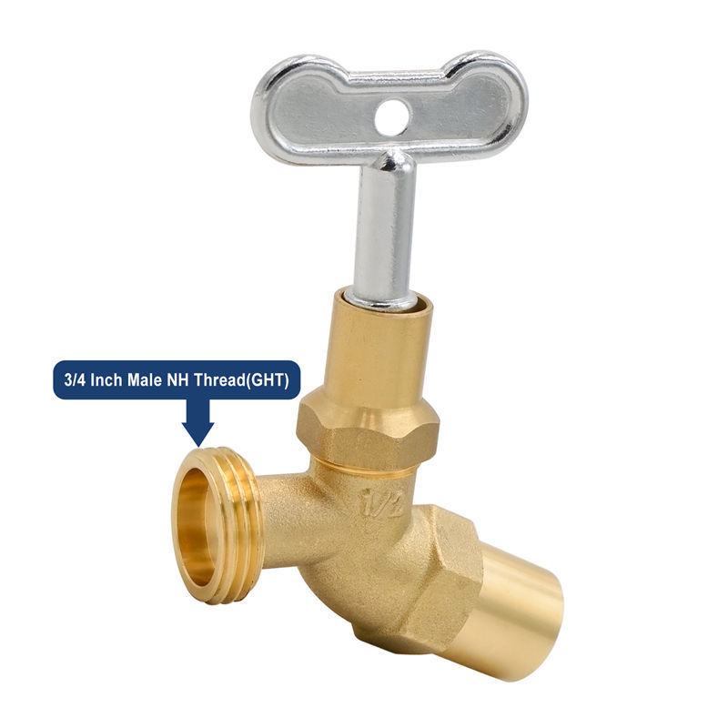 LF Brass Hose Bib water Faucet With Key , Outdoor Garden Hoses Spigot Shut Off Valve Hose Facuets