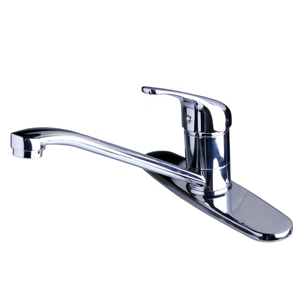 Deck Mounted Brass Kitchen Faucet With Stainless Steel Plate cUPC Certified