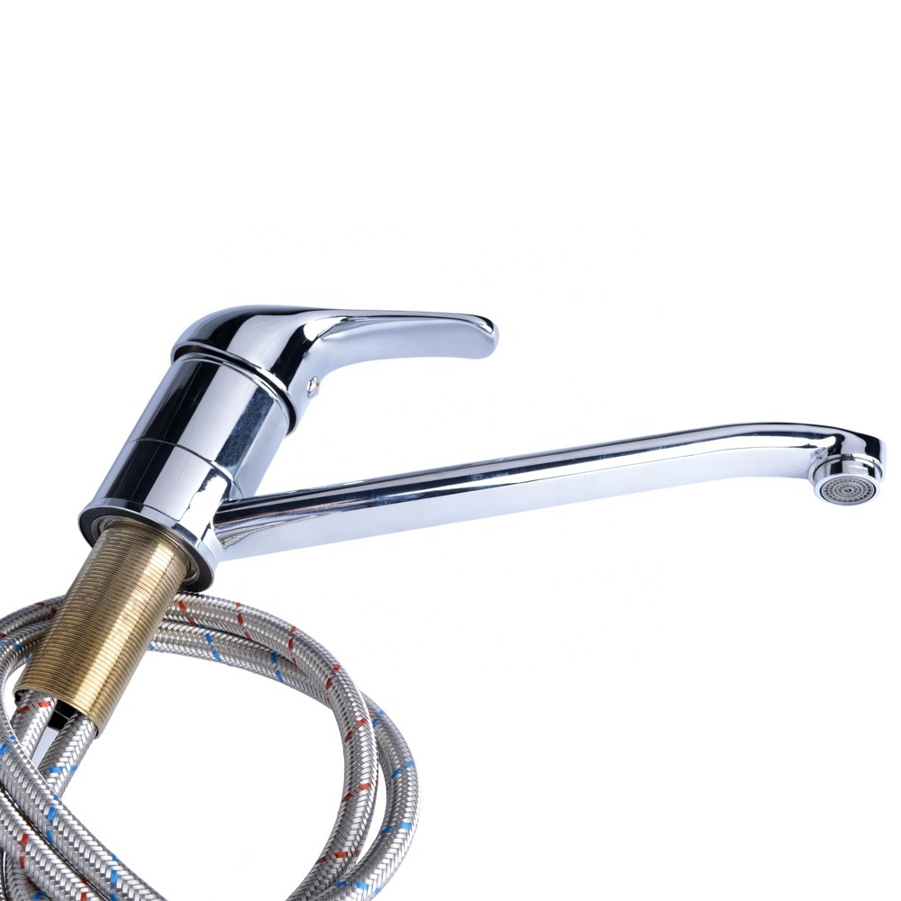 Deck Mounted Brass Kitchen Faucet With Stainless Steel Plate cUPC Certified