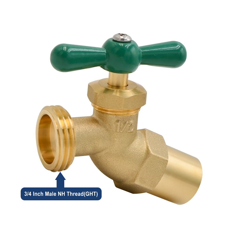 LF Brass No-Kink Hose Bib Water Faucet With Vacuum Breaker Valve, Outdoor Garden Hoses Spigot Shut Off Valve Hose Facuets