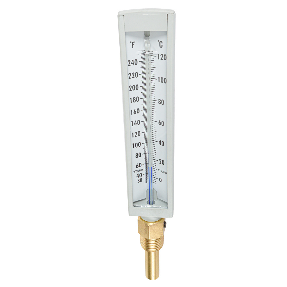 Glass Tube Brass Stem Temperature Measuring Plastic Case Industrial Thermometer