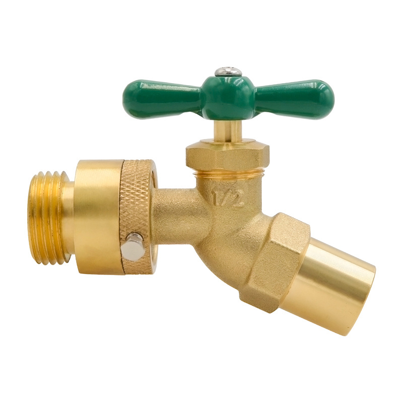 LF Brass No-Kink Hose Bib Water Faucet With Vacuum Breaker Valve, Outdoor Garden Hoses Spigot Shut Off Valve Hose Facuets