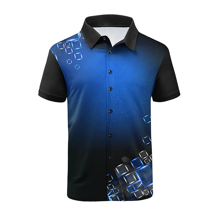 Cheapest Full Button Black Red Sports Polo Shirt Mens Polo Shirts Full Sublimation T Shirt For Men