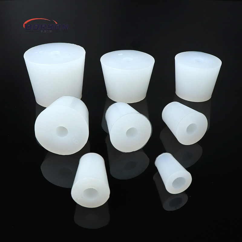 Factory Lab Tube rubber bottle stopper with hole silicone rubber plug with 8mm hole Silicon Rubber Tube Stopper