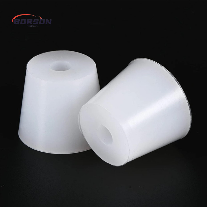 Factory Lab Tube rubber bottle stopper with hole silicone rubber plug with 8mm hole Silicon Rubber Tube Stopper