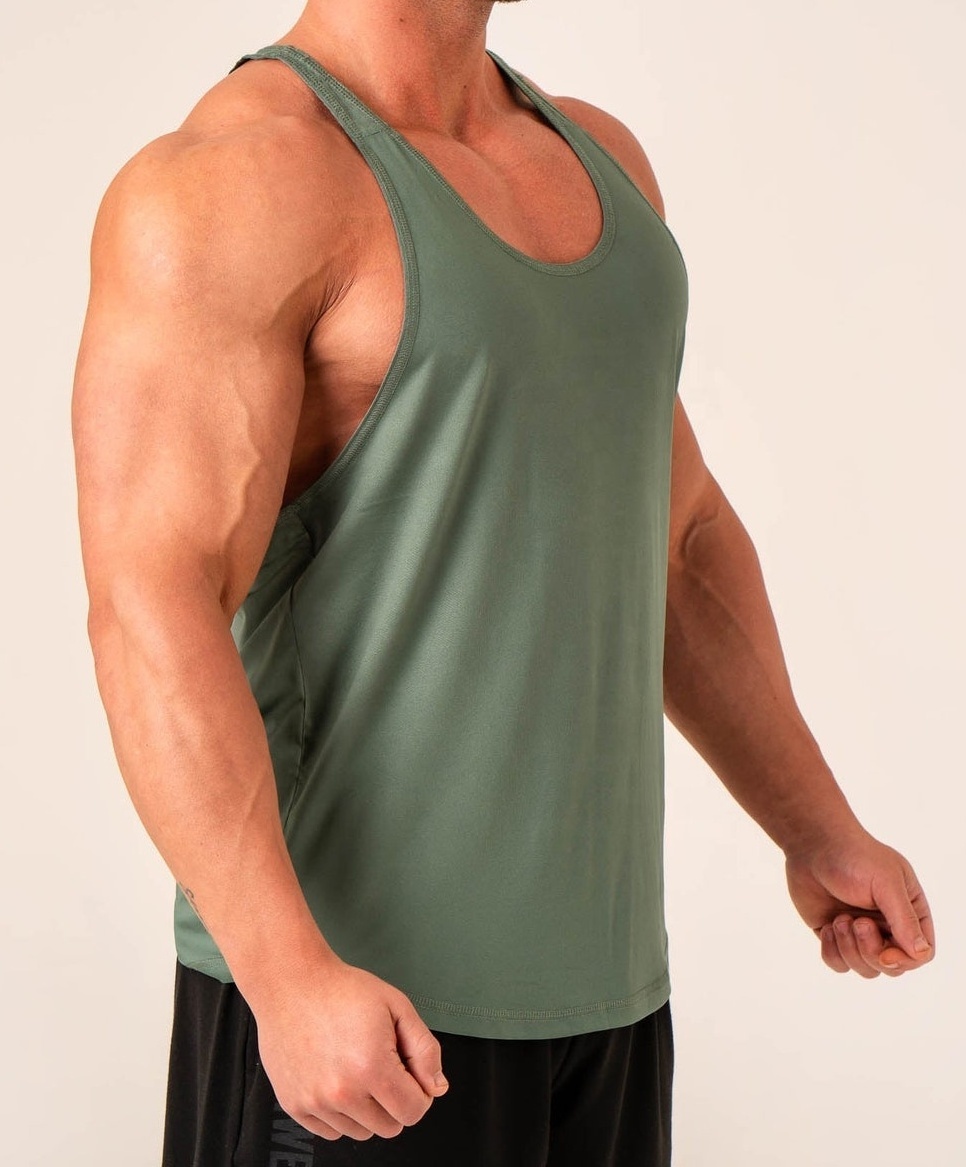 High Quality Custom Logo Fitness Ribbed Vest Men's Gym Tank Tops