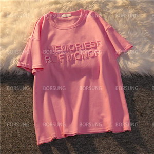 High Quality OEM Custom Embossing Printing Clothes Logo Design Service Cotton 3d Emboss Print T shirt For Women