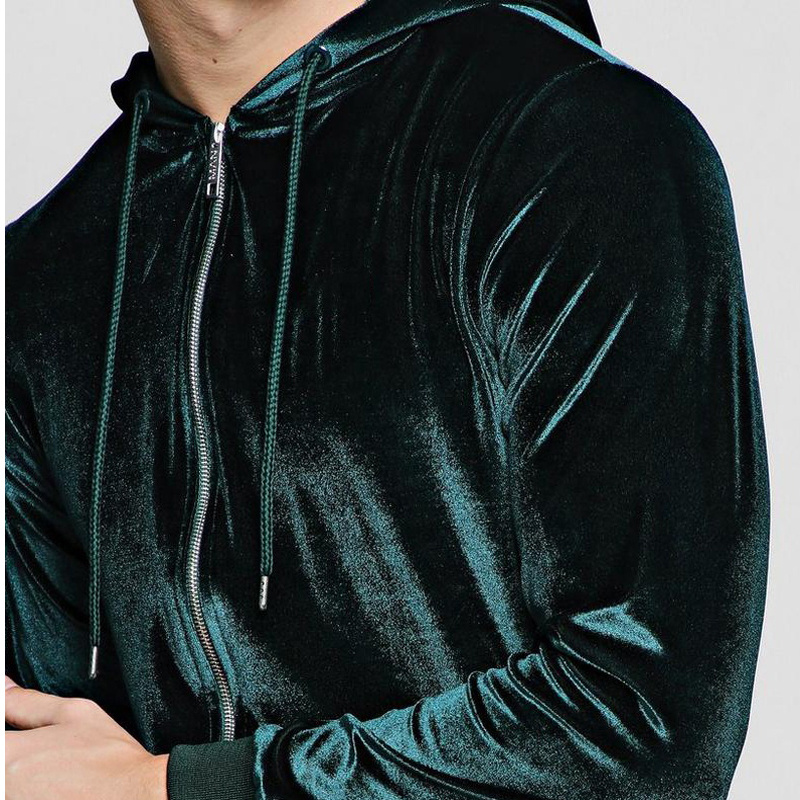 Popular Custom Velour Tracksuits Blank Slim Fit Velvet Set Plain Soft Zip Velvet Tracksuits For Men With Hoodies