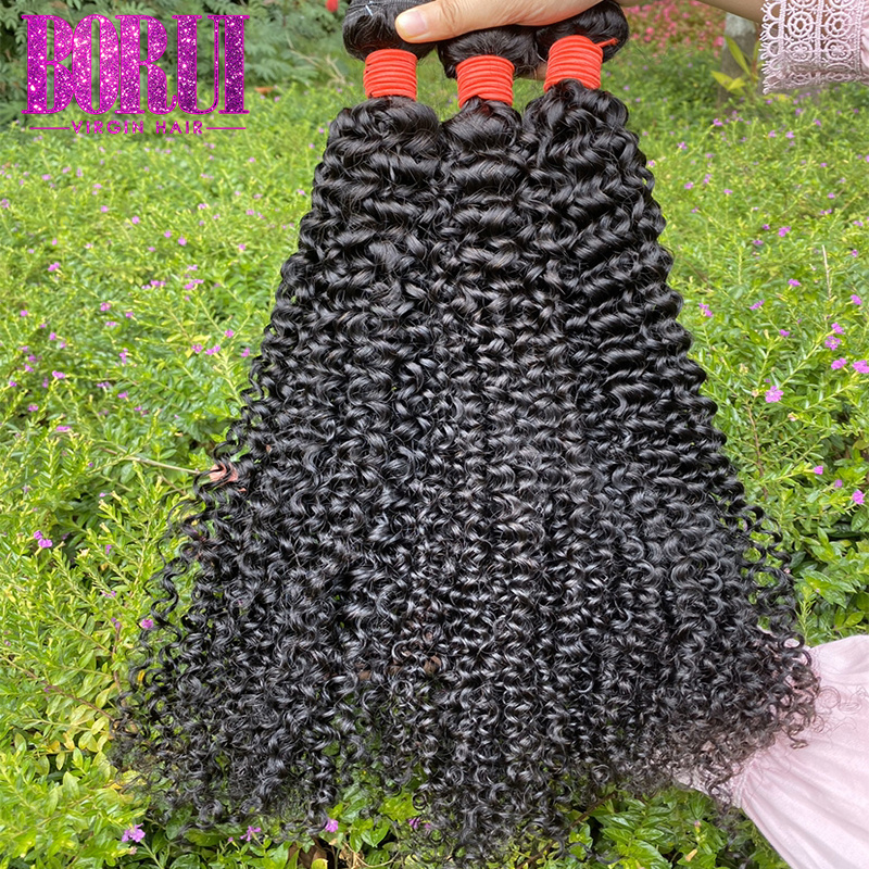 BORUI 9a 10a 12a grade mongolian burmese vietnamese short long kinky curly 4c human hair bundles with closure frontal