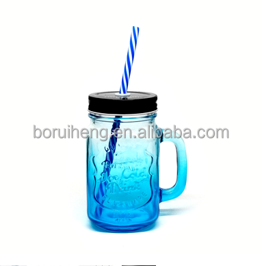 wholesale colored glass mason jar with metal lid