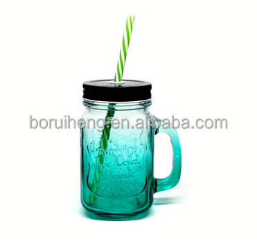 wholesale colored glass mason jar with metal lid