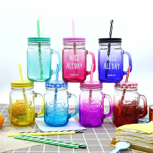 wholesale colored glass mason jar with metal lid