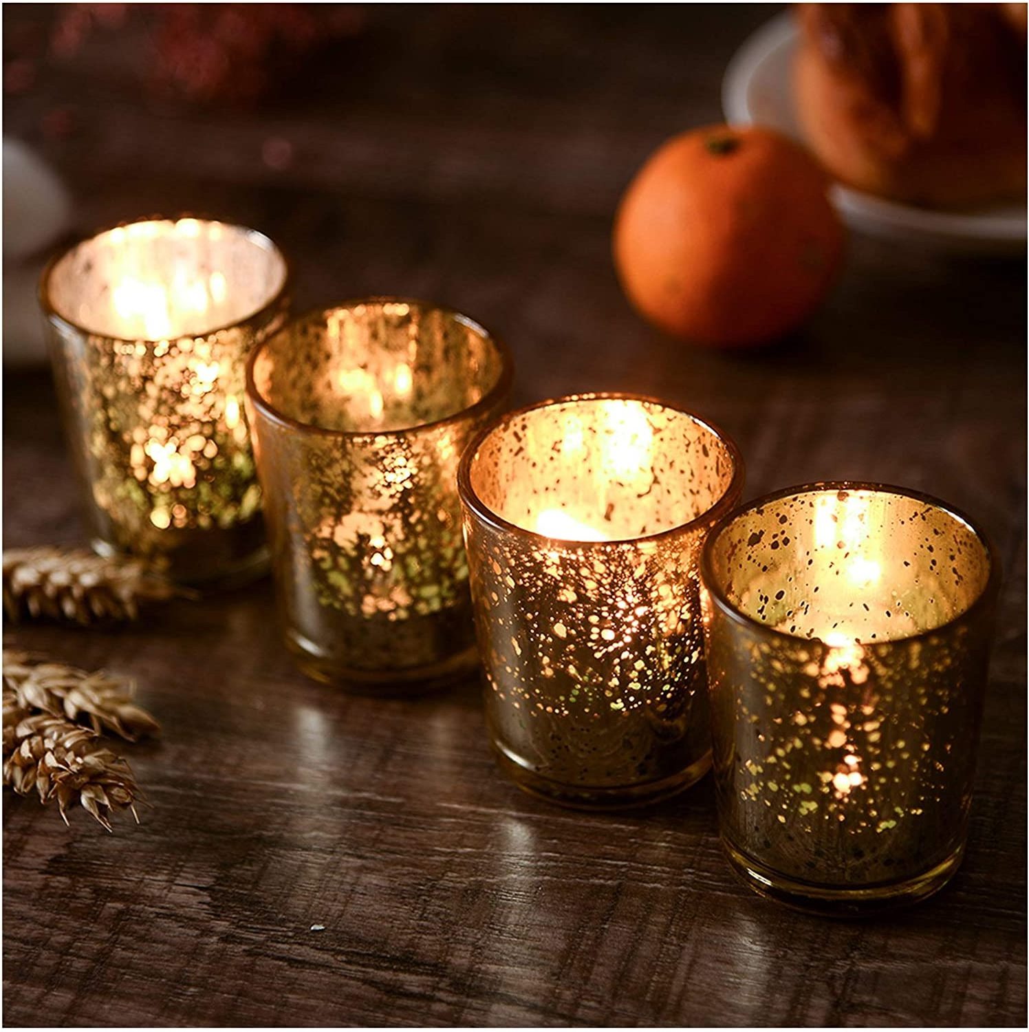 Wholesales Votive Glass Gold Candle Holder With Mercury