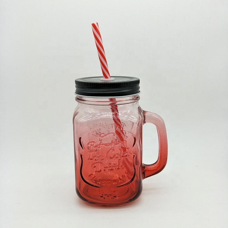 wholesale colored glass mason jar with metal lid