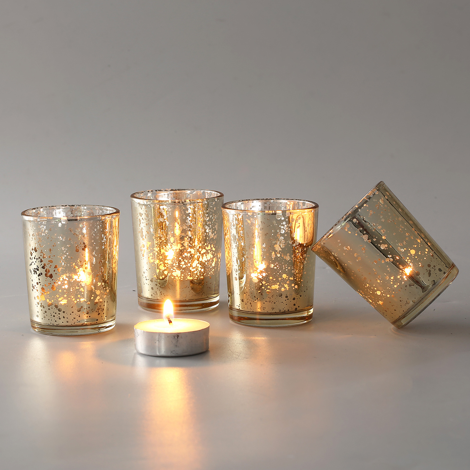 Wholesales Votive Glass Gold Candle Holder With Mercury