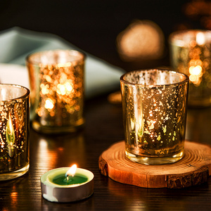 Wholesales Votive Glass Gold Candle Holder With Mercury