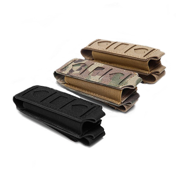 Tactical Elastic Molle Top Open Pouch Single Mag Pouch Flashlight Holster Strap Copper Button Elastic Fabric