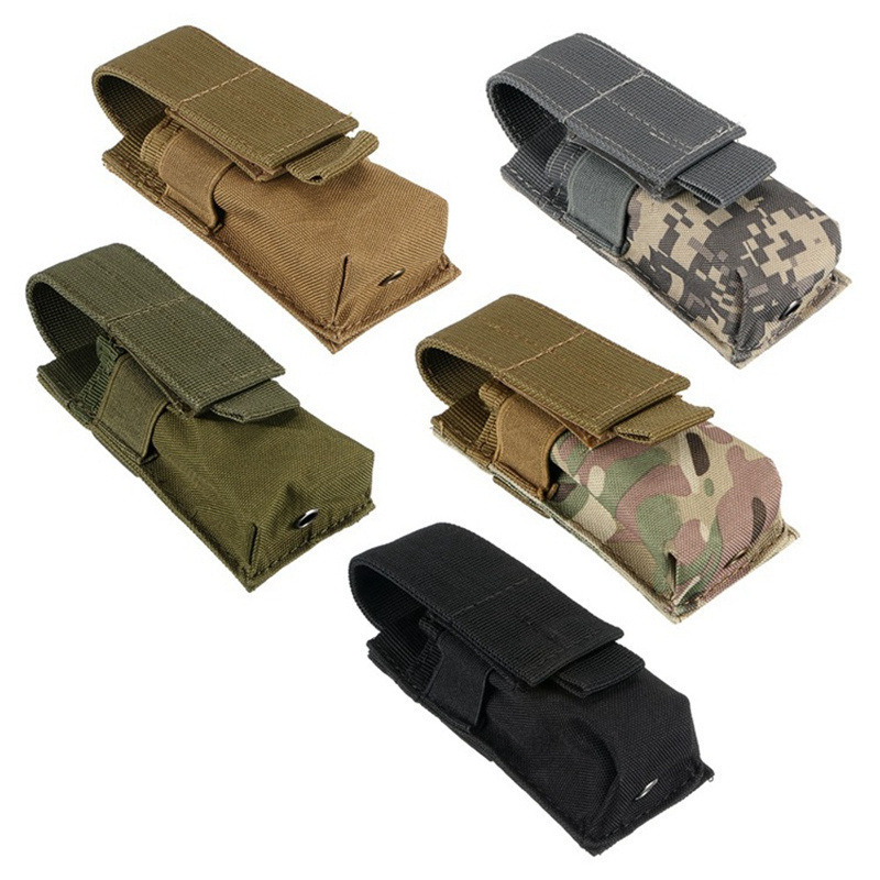 Tactical Molle Pouch Flashlight Holster with Belt Elastic Multicam 600D Nylon Single Spray Holder for Camping Outdoor