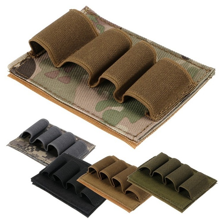 Tactical Battery Holder Elastic Flashlight Holder Bullet Shot Shell Pen Organizer Storage Bag for Outdoor Gear Molle Pouch