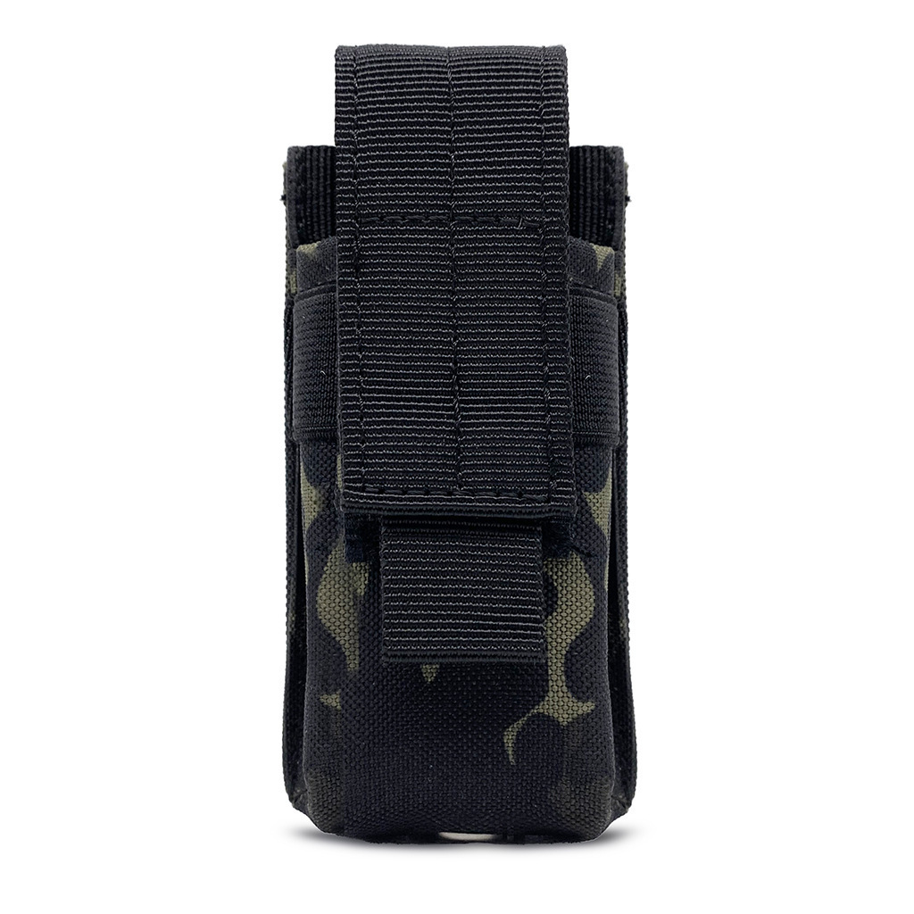 Tactical Molle Pouch Flashlight Holster with Belt Elastic Multicam 600D Nylon Single Spray Holder for Camping Outdoor