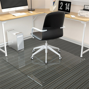 Glass Chair Mat, 36" x 36" Heavy Duty Hard Tempered Glass Mat with Round Corner and Polished Edge