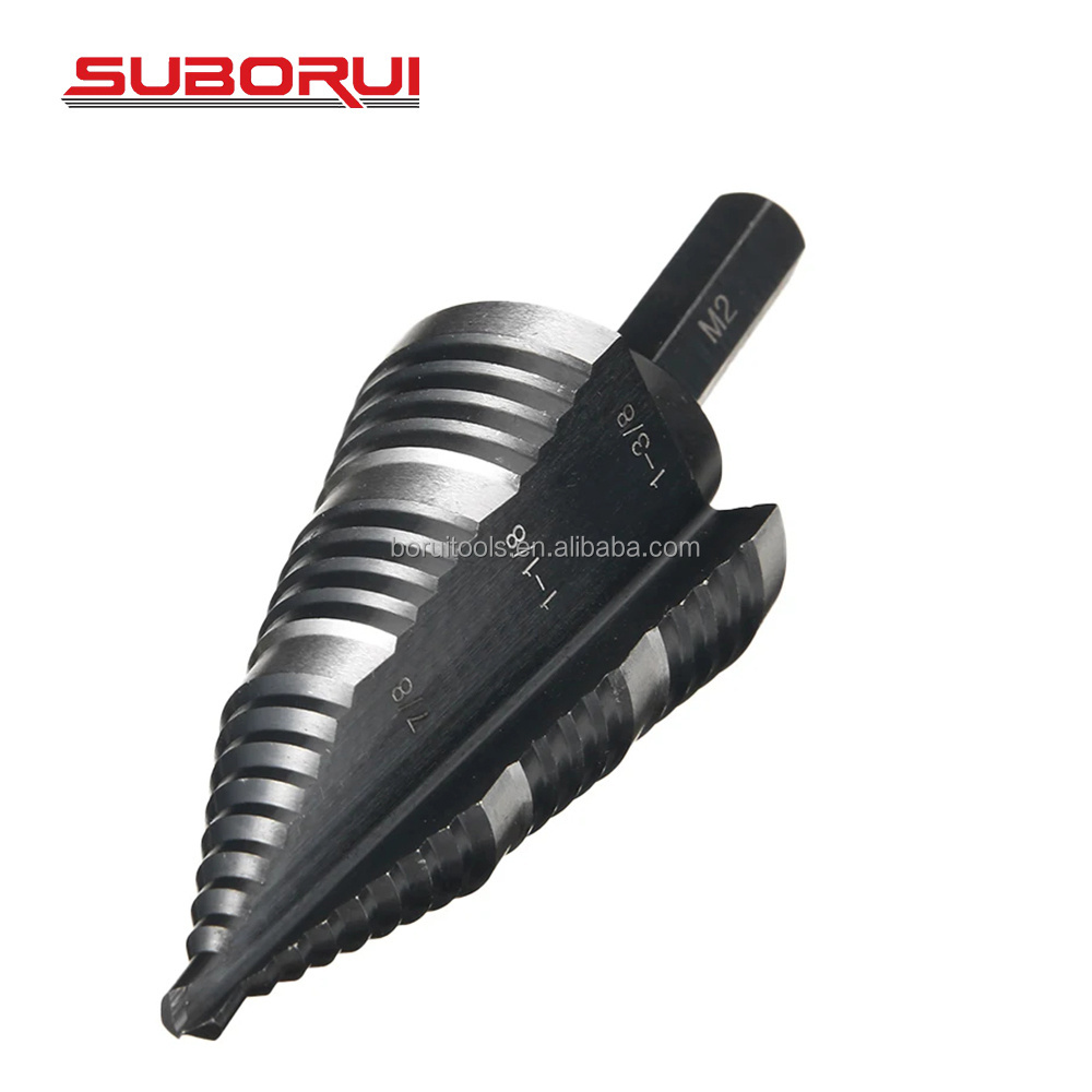 SUBORUI Inch Straight Grooved Double Fluted M2 High Speed Steel Hss Step Drill bits for Hole Drilling in Stainless Steel