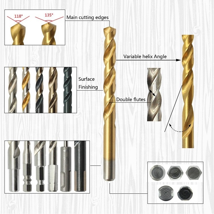 Hss Cobalt M35 1/2 Reduced Shank 135 Split Silver Deming Drill Bit