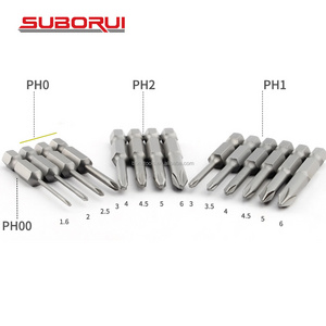 SUBORUI 50mm Length Cross S2 Short Magnetic Electric Screwdriver Bit Set Wind Batch Head Phillips Screw driver Bits