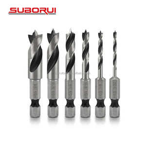 BORUI Hss 1/4" Quick Change Hex Shank Brad Point Wood Drill Bit Set Stubby Drill Bit Set For Woodworking