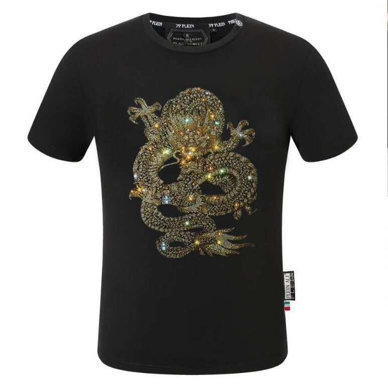 PLEIN ALI Brand designer Rhinestone T-shirt  Pullover  Clothes Male for holiday gift asian size S-4XL Tops