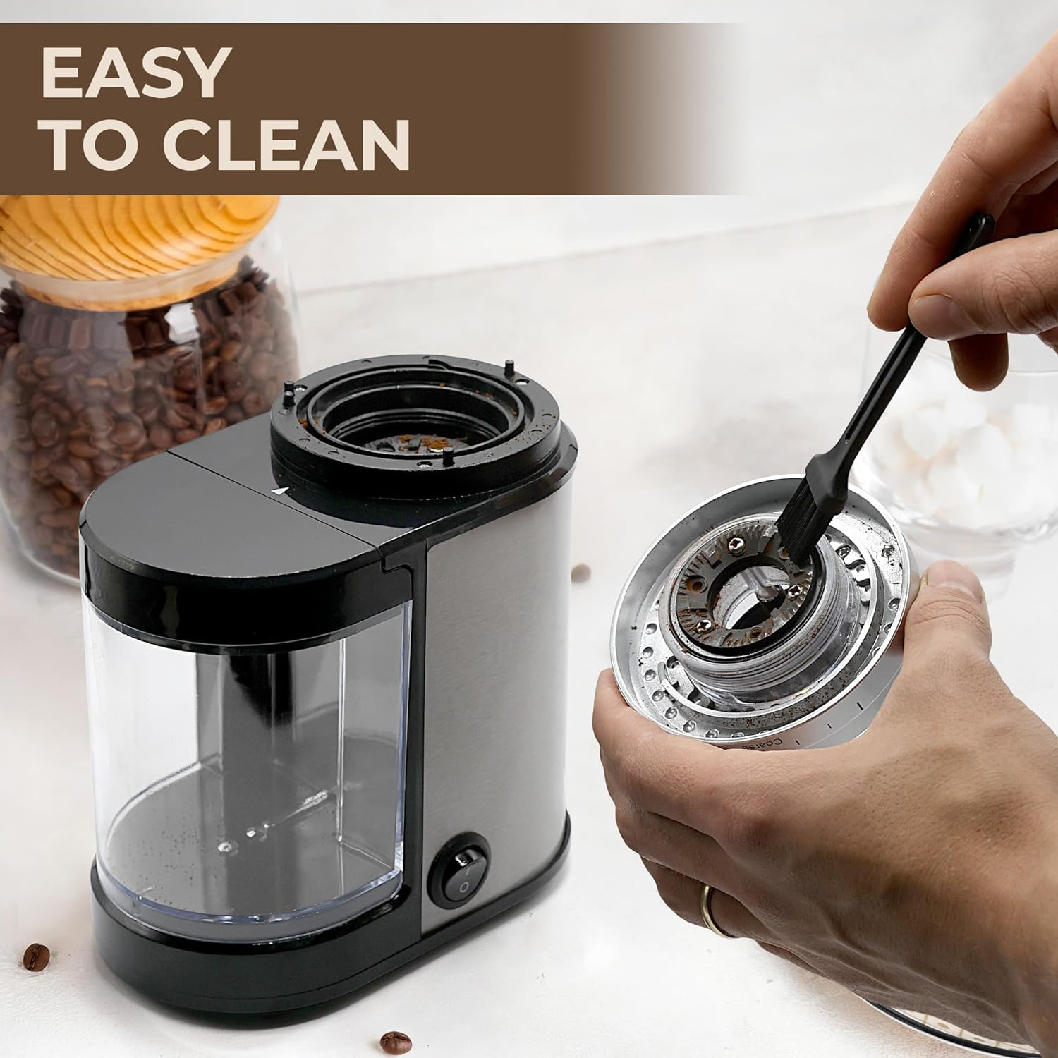 Removable Grinds Container portable coffee grinder for herb peanut grains beans