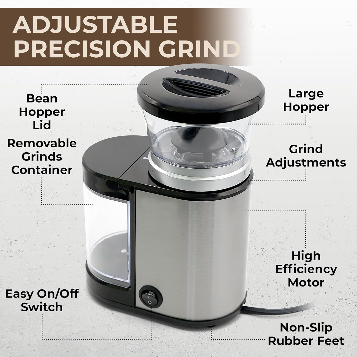 Small Grinding Coffee Grinder Burr Adjustable Setting Espresso Coffee Bean Grinder Coffee Grinder