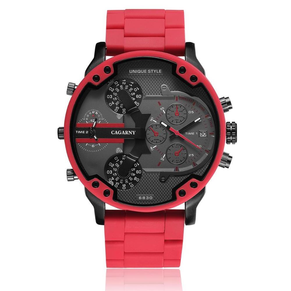 CAGARNY 6830 Men's Quartz Watch DZ Red Big Dial Steel Band Watch Men Hot Fashion Stylish Business Men's Watch In Wristwatches