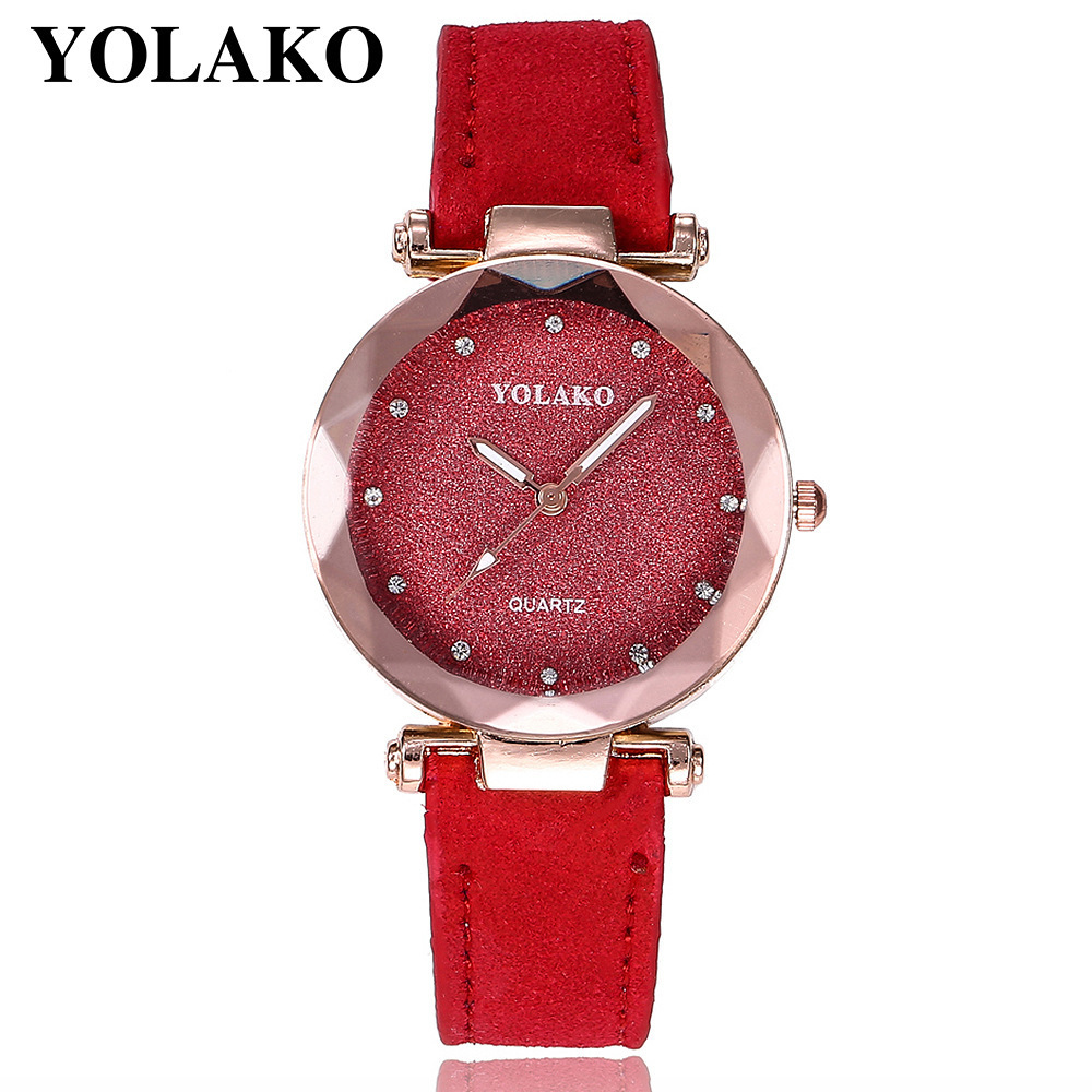 YOLAKO Latest Design Leather Band Quartz Wrist Fashion Women Watches For Ladies Women's Casual Frosted Dial Watch Wristwatches