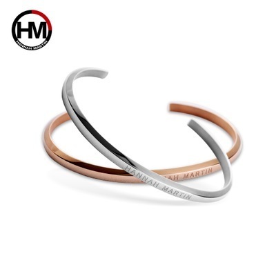 Hannah Martin Vacuum Plating Jewelry Bracelet Rose Gold Stainless Steel U-shaped Opening One Size Women's Bracelet