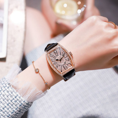 GUOU 8200 High Quality Watch Women Luxury Rhinestone Leather Strap Waterproof Quartz Watch Ladies Casual Diamond Watches