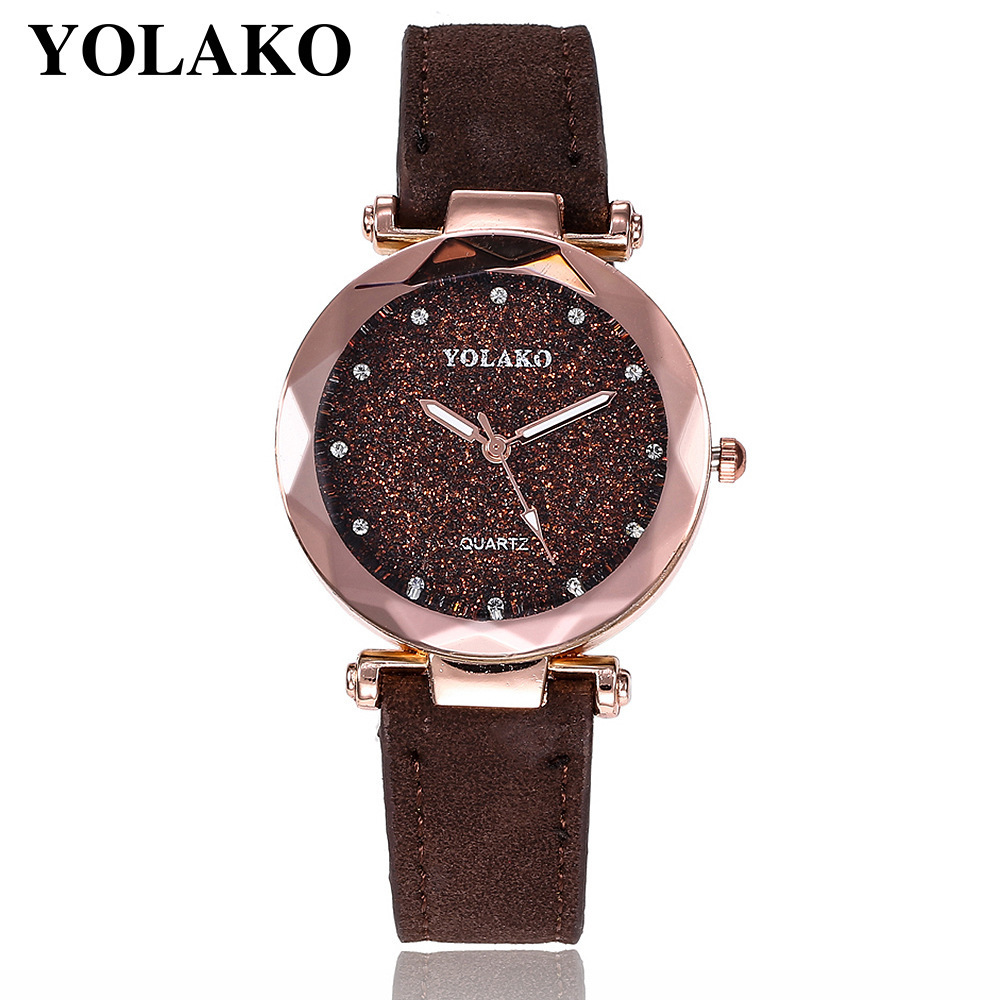 YOLAKO Latest Design Leather Band Quartz Wrist Fashion Women Watches For Ladies Women's Casual Frosted Dial Watch Wristwatches