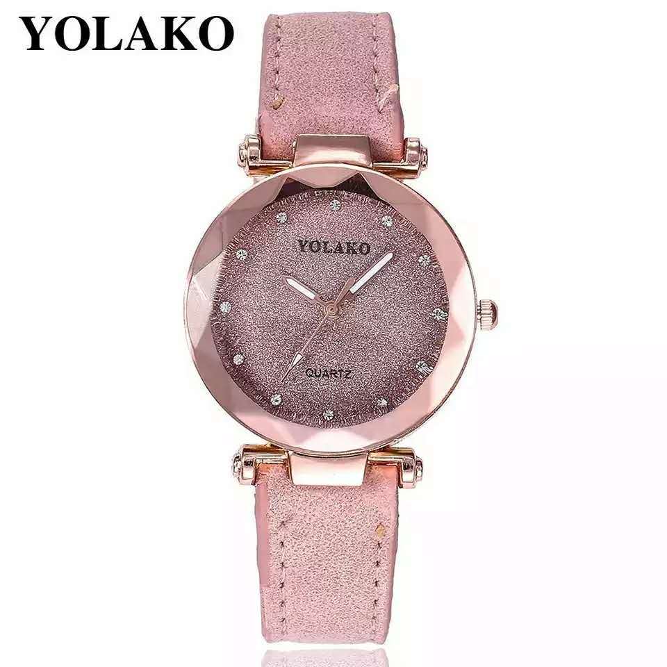 YOLAKO Latest Design Leather Band Quartz Wrist Fashion Women Watches For Ladies Women's Casual Frosted Dial Watch Wristwatches