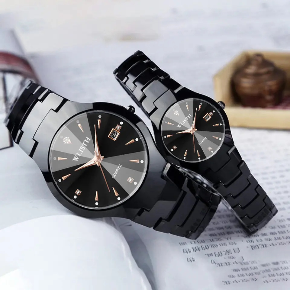 Hot Selling WLISTH Waterproof Couple Watch Calendar Luxury Watches Stainless Steel Quartz Watches with Date For Men And Woman