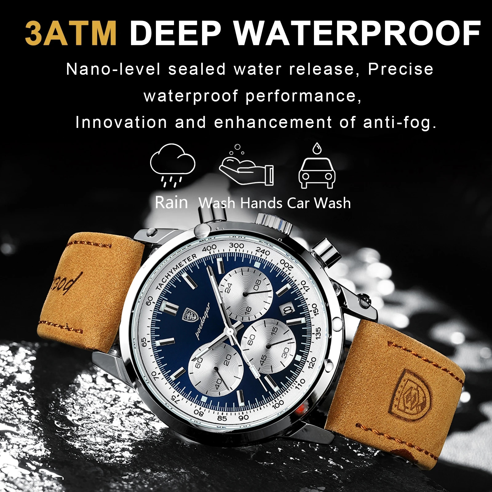 2024 New POEDAGAR 921 Luxury Man Watch High Quality Waterproof  Luminous Men Wristwatch Leather Men Quartz Watches Casual Clock