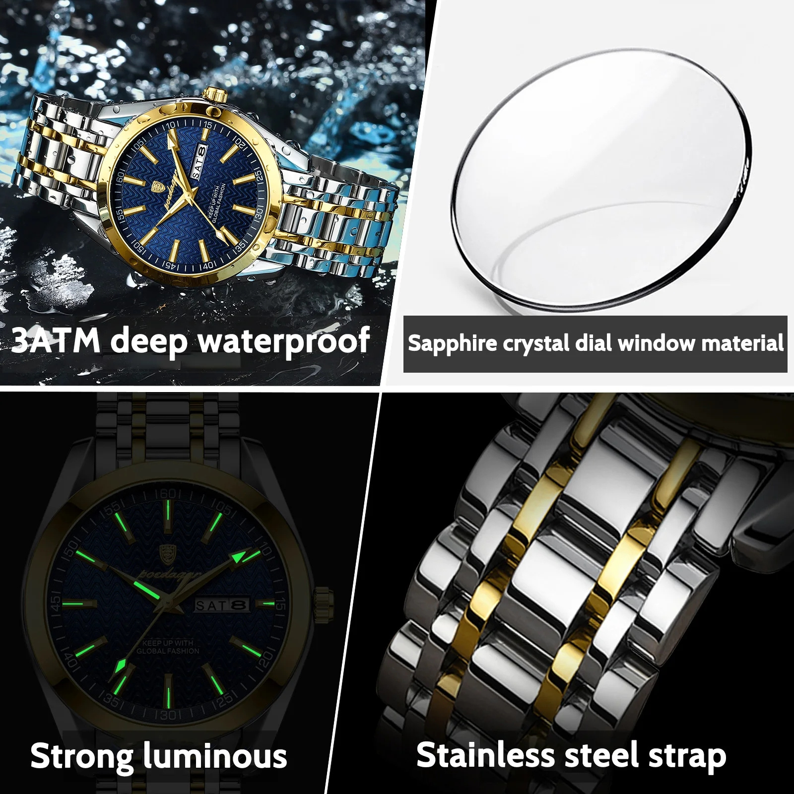 2024 Hot POEDAGAR 962 Top Luxury Man Wristwatch Waterproof  Date Week Men Watches Stainless Steel Quartz Men's Watch Male reloj