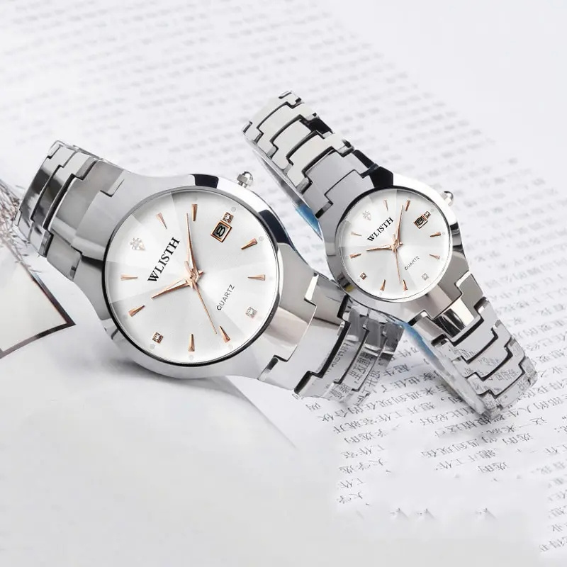 Hot Selling WLISTH Waterproof Couple Watch Calendar Luxury Watches Stainless Steel Quartz Watches with Date For Men And Woman