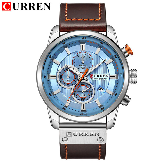 CURREN Men Watch 8291 Luxury Waterproof Chronograph Watches Men Wrist Fashion Leather Wristwatches Relogio Masculino